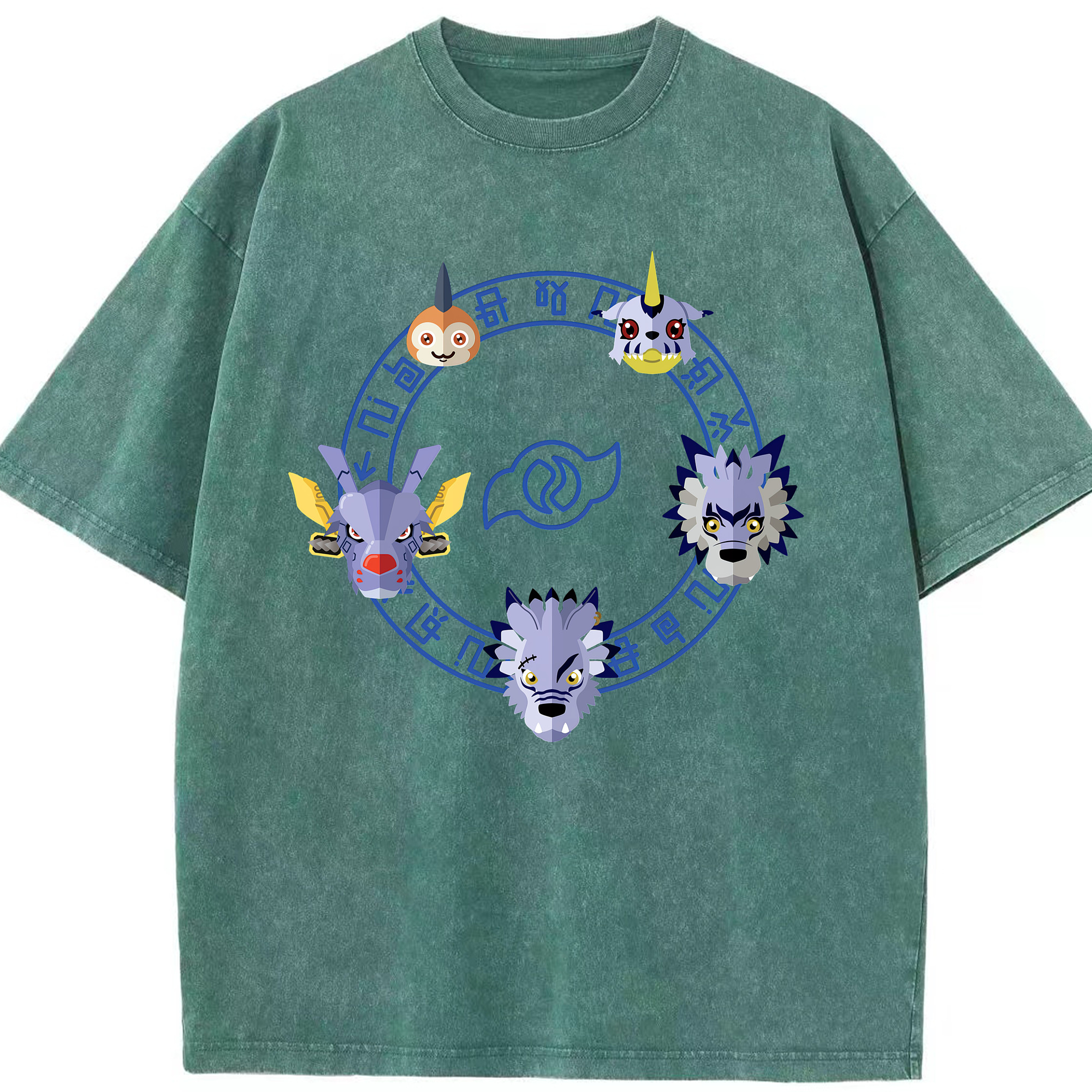 （画像用） Digimon デジタルモンスター/デジモン 綿100% ヴィンテージ風 半袖Tシャツ（フロントプリント）